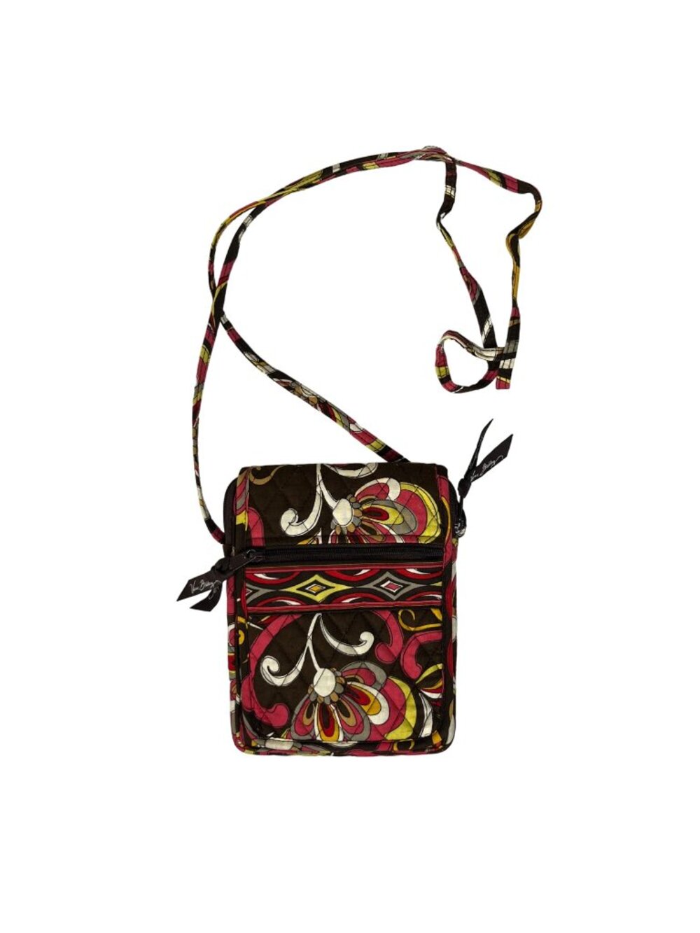 Vera Bradley Puccini Crossbody Bag Purse Brown Pink